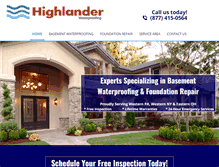 Tablet Screenshot of highlanderwaterproofing.com
